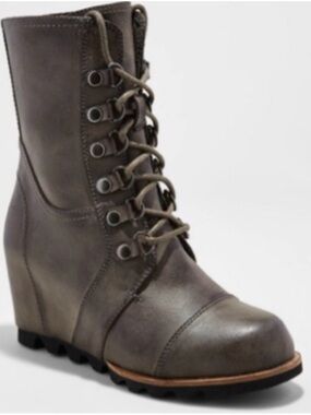 Merona Gray Lace-Up Wedge Ankle Boot